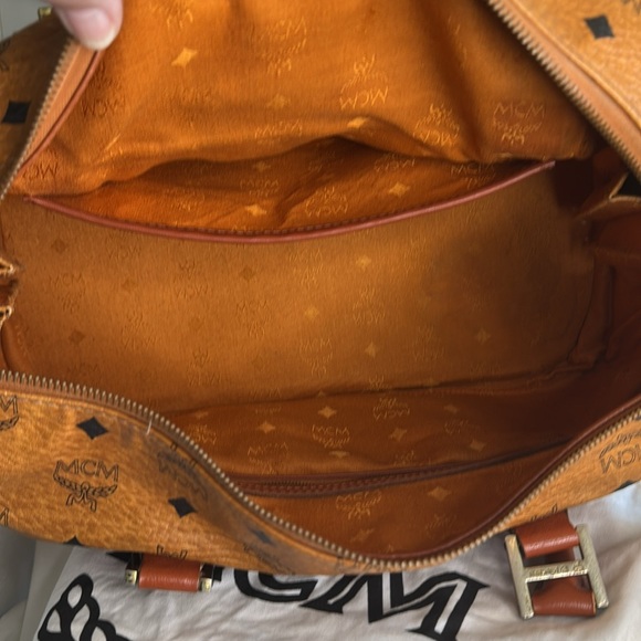 MCM Cognac Visetos Travel Boston Bag Dust bag & COA - Picture 4 of 9
